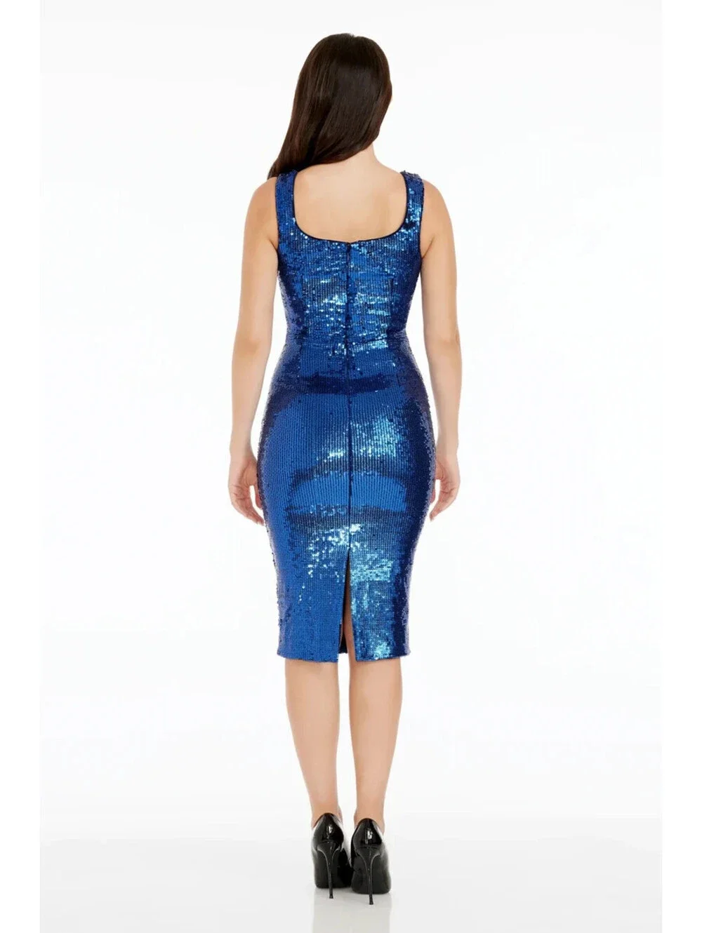 NEW, Dress the Population Sloane Dress in Blue Sz L #MD2578
